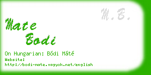 mate bodi business card