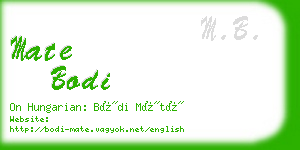 mate bodi business card